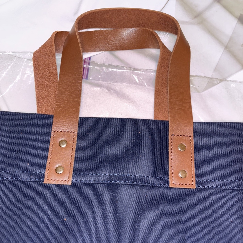 Ballard Designs‎ Stag Antler Navy Blue Canvas Bag Purse Tote New Medium - Picture 4 of 9